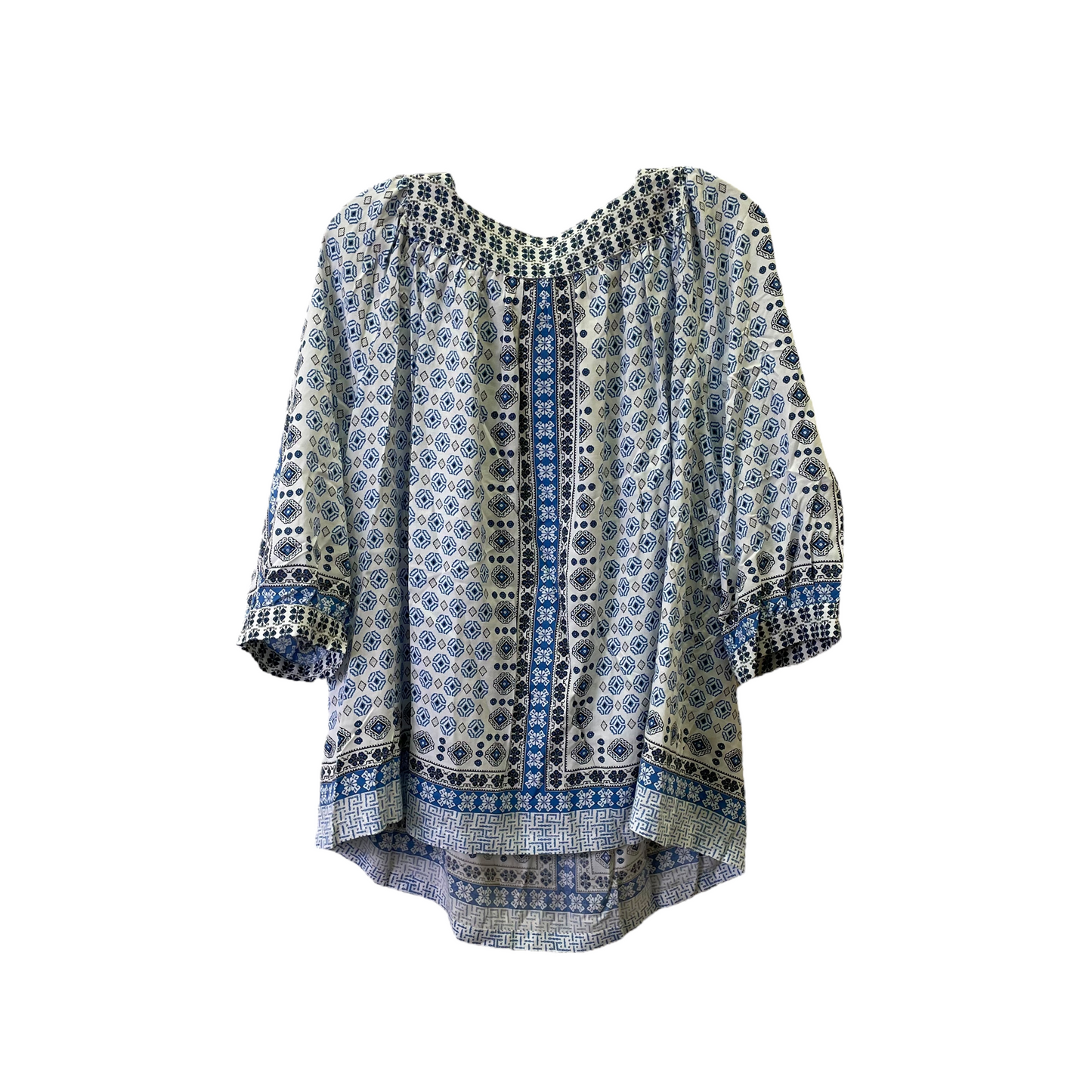 Blue & White Top 3/4 Sleeve By Intro, Size: Xl