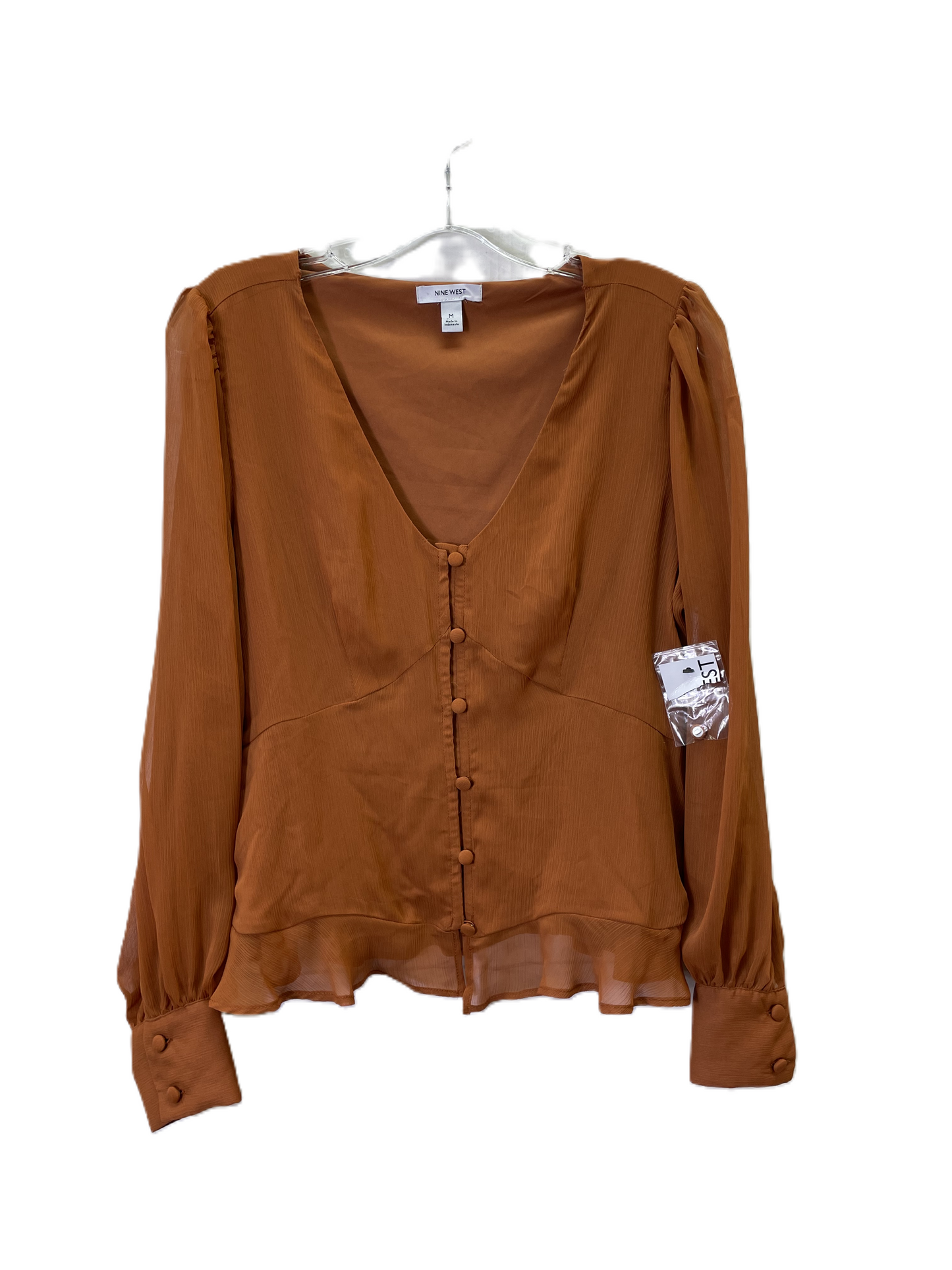 Top Long Sleeve By Nine West In Brown, Size: M