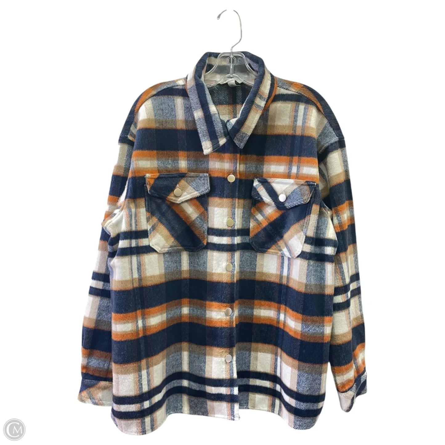 Jacket Shirt By NINE EIGHT In Plaid Pattern, Size: Xl
