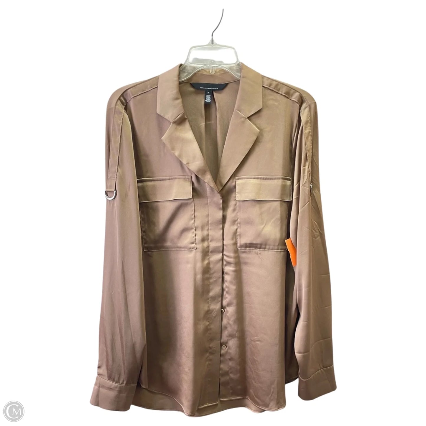Blouse Long Sleeve By White House Black Market In Brown, Size: Medium