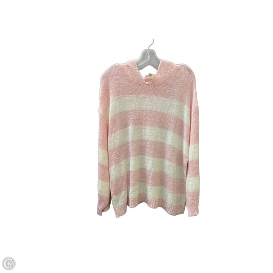 Sweater By Bibi In Pink & White, Size: Xl