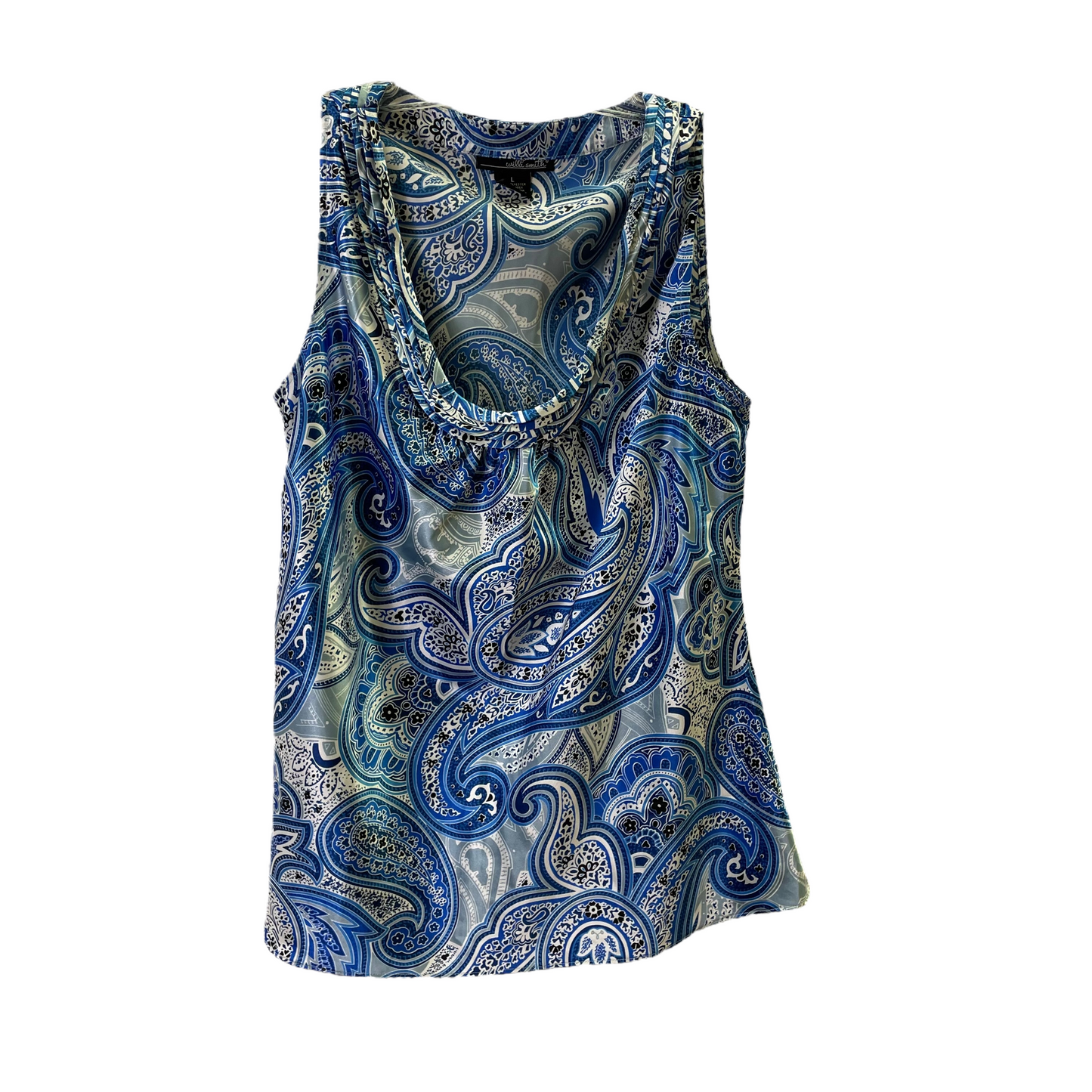 Blue & White Top Sleeveless By Willi Smith, Size: L