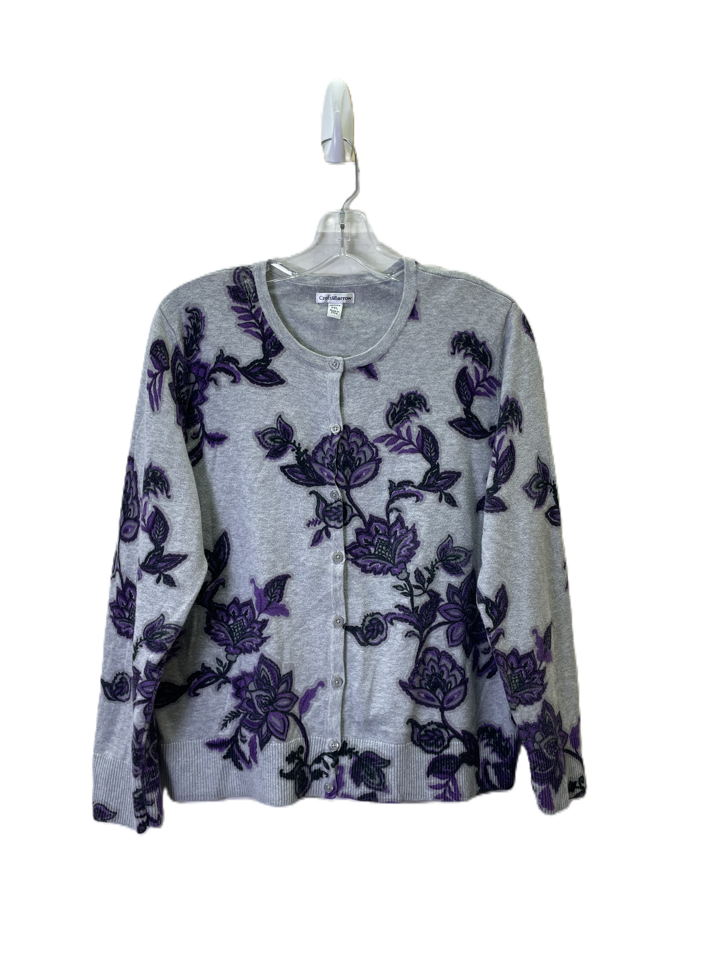 Sweater By Croft And Barrow In Grey & Purple, Size: Petite   Xl