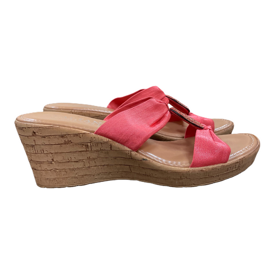 Coral Sandals Heels Wedge By Italian Shoemakers, Size: 9.5