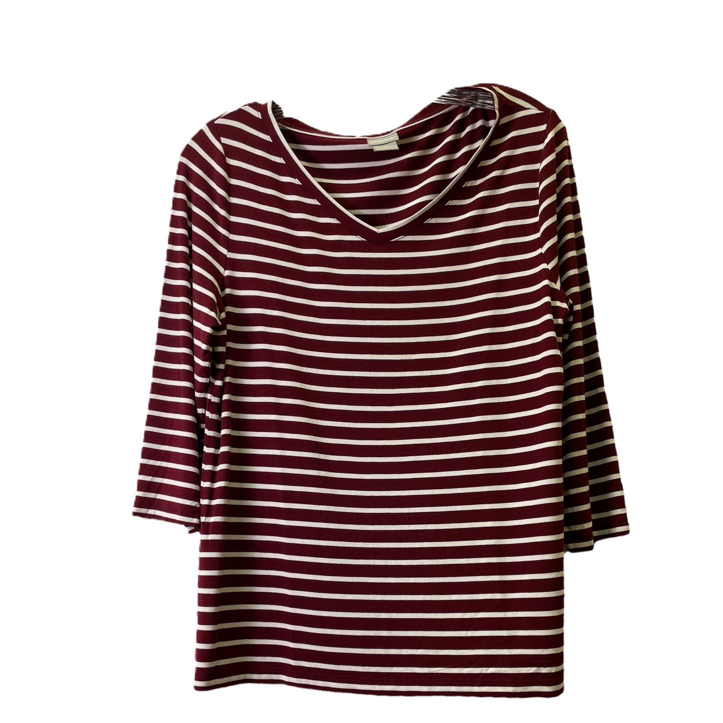 Top 3/4 Sleeve Basic By Chicos In Red & White, Size: M