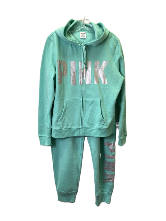 Top 2pc Long Sleeve By Pink In Aqua, Size: L