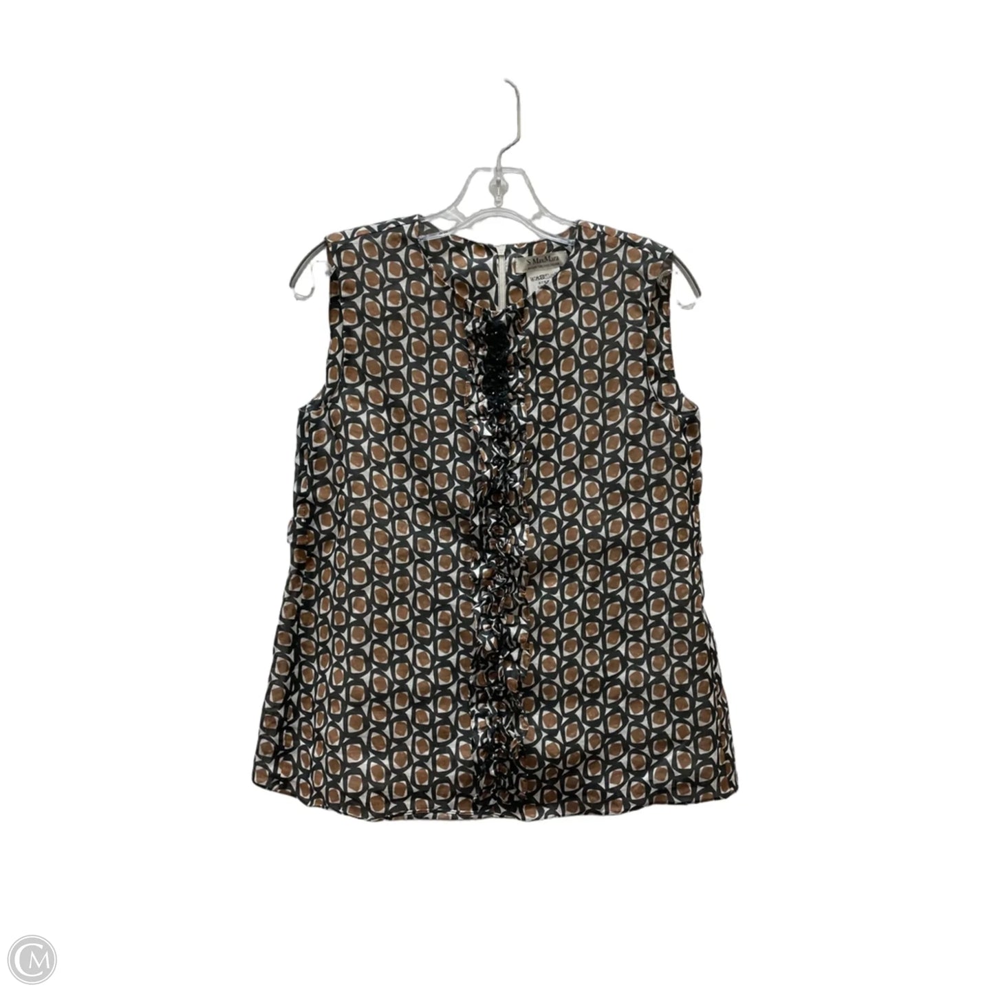 Top Short Sleeve Basic By Maxmara In Brown & Cream, Size: 4