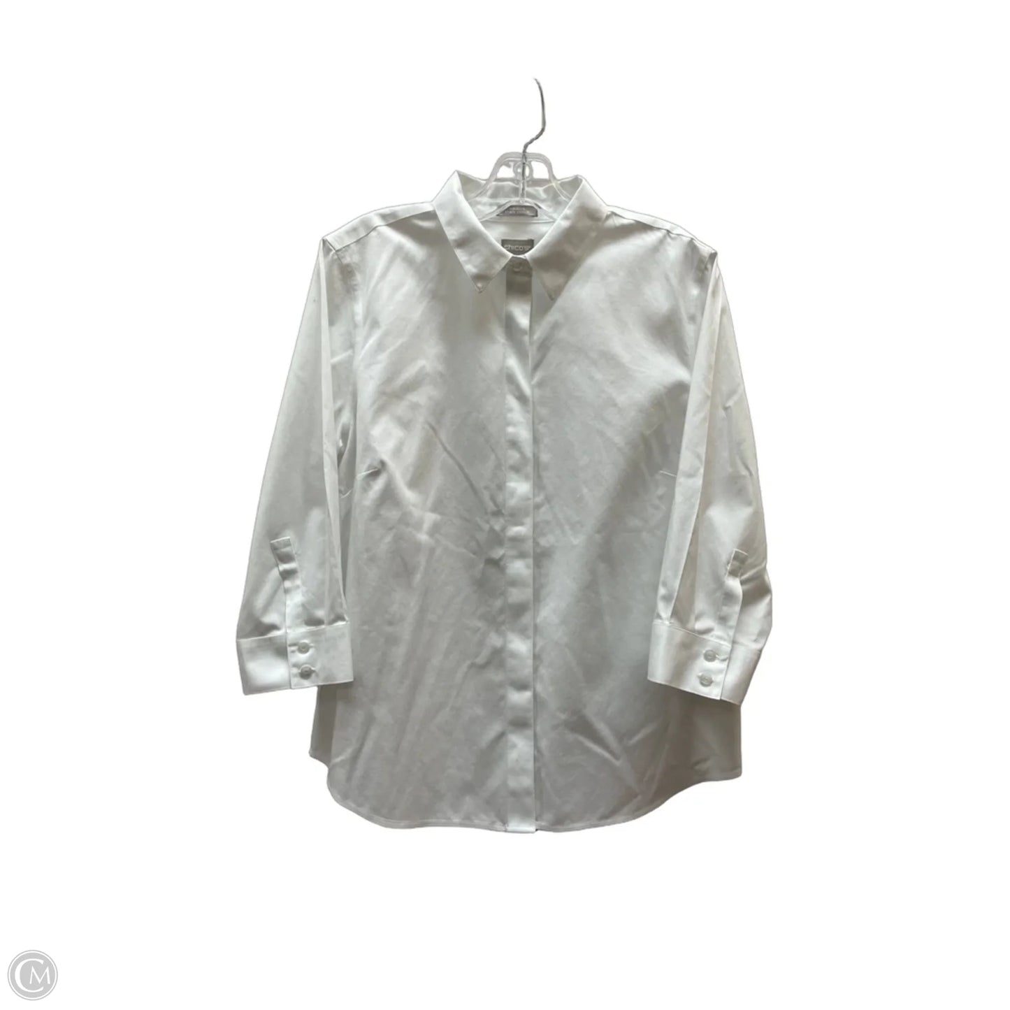 Top 3/4 Sleeve By Chicos In White, Size: M