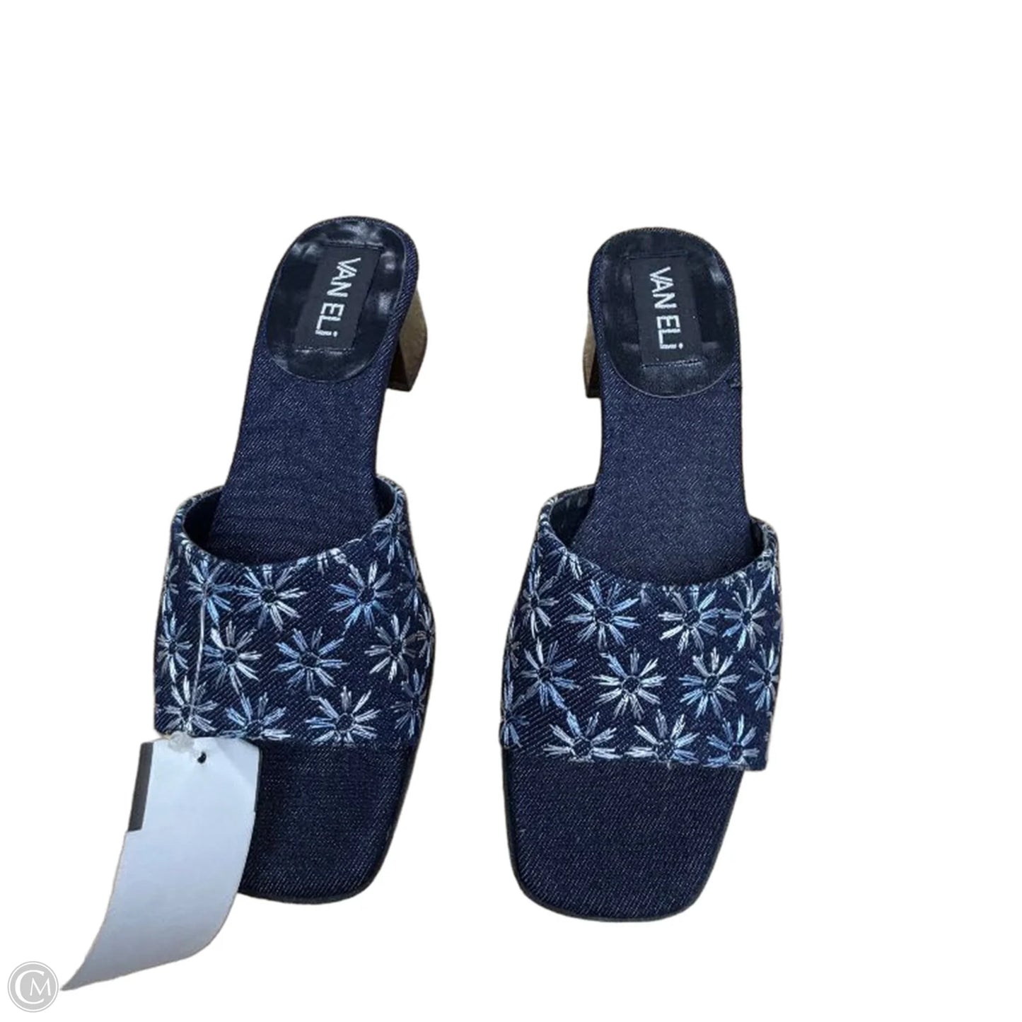 Sandals Heels Block By Vaneli In Blue, Size: 6.5