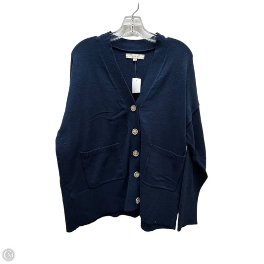 Sweater Cardigan By Loft In Blue, Size: L