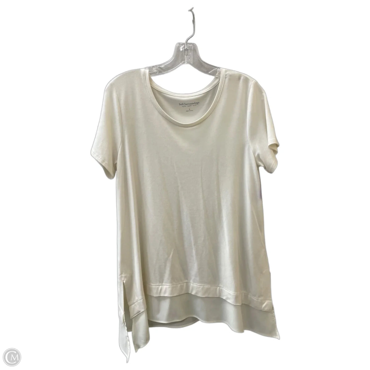 Top Short Sleeve Basic By Soft Surroundings In Cream, Size: S