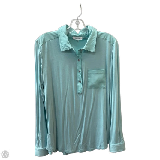 Top Long Sleeve By Calvin Klein In Blue, Size: M