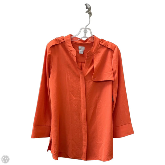 Blouse Long Sleeve By Chicos In Orange, Size: M