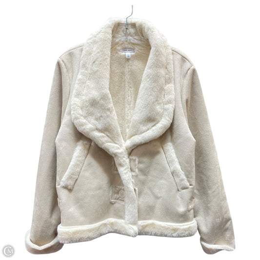Coat Faux Fur & Sherpa By Nine West In Cream, Size: L