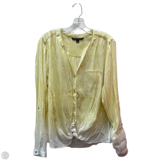 Top Long Sleeve By Zac And Rachel In White & Yellow, Size: Xl