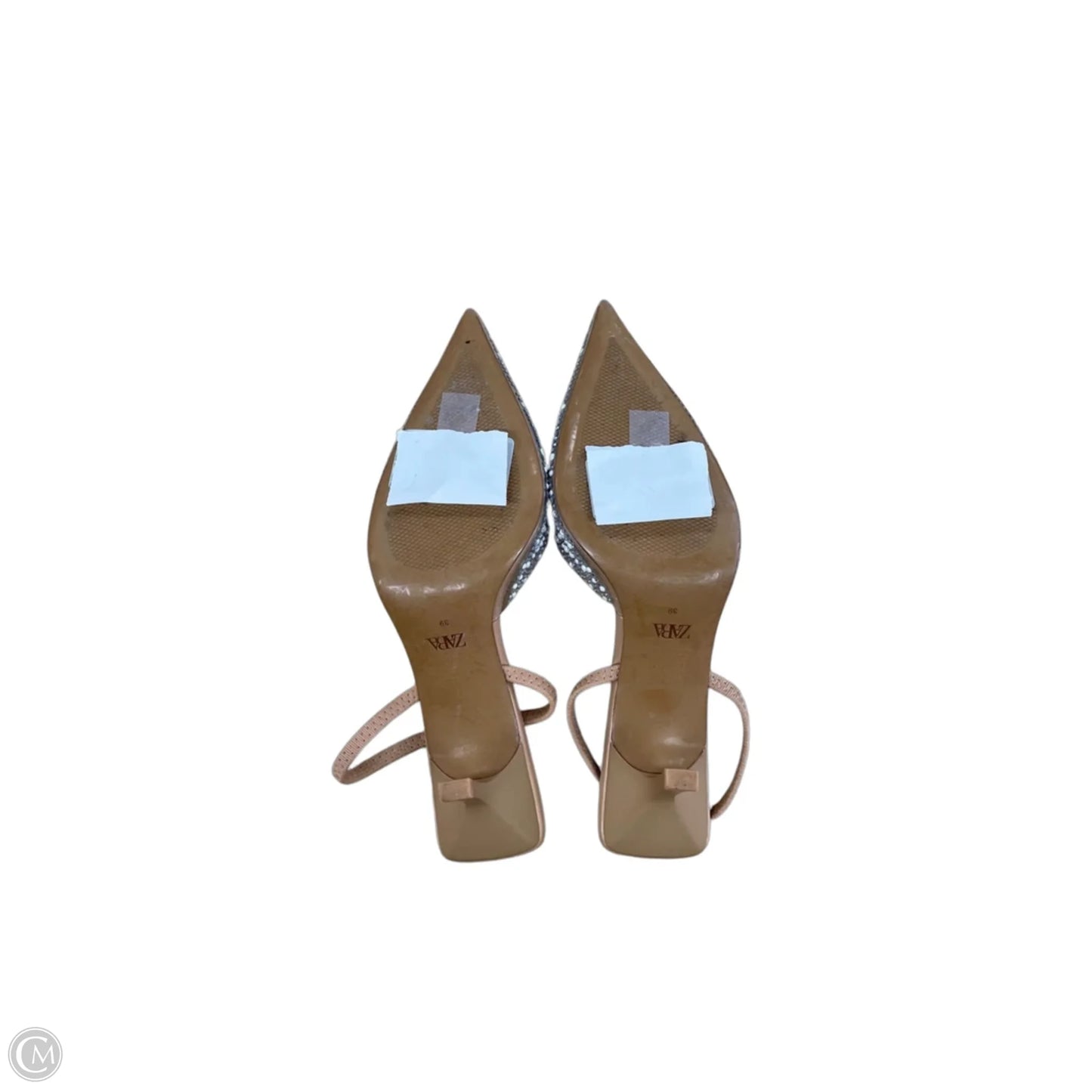 Shoes Heels Kitten By Zara In Silver & White, Size: 8