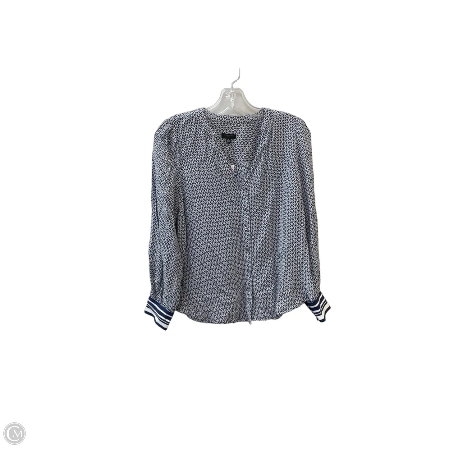 Blouse Long Sleeve By Talbots In Blue & White, Size: Sp