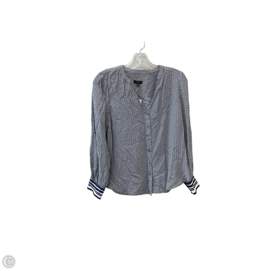 Blouse Long Sleeve By Talbots In Blue & White, Size: Sp