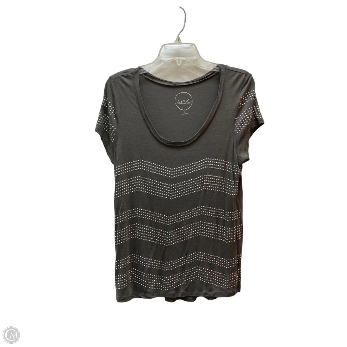 Top Short Sleeve By Inc In Grey, Size: L