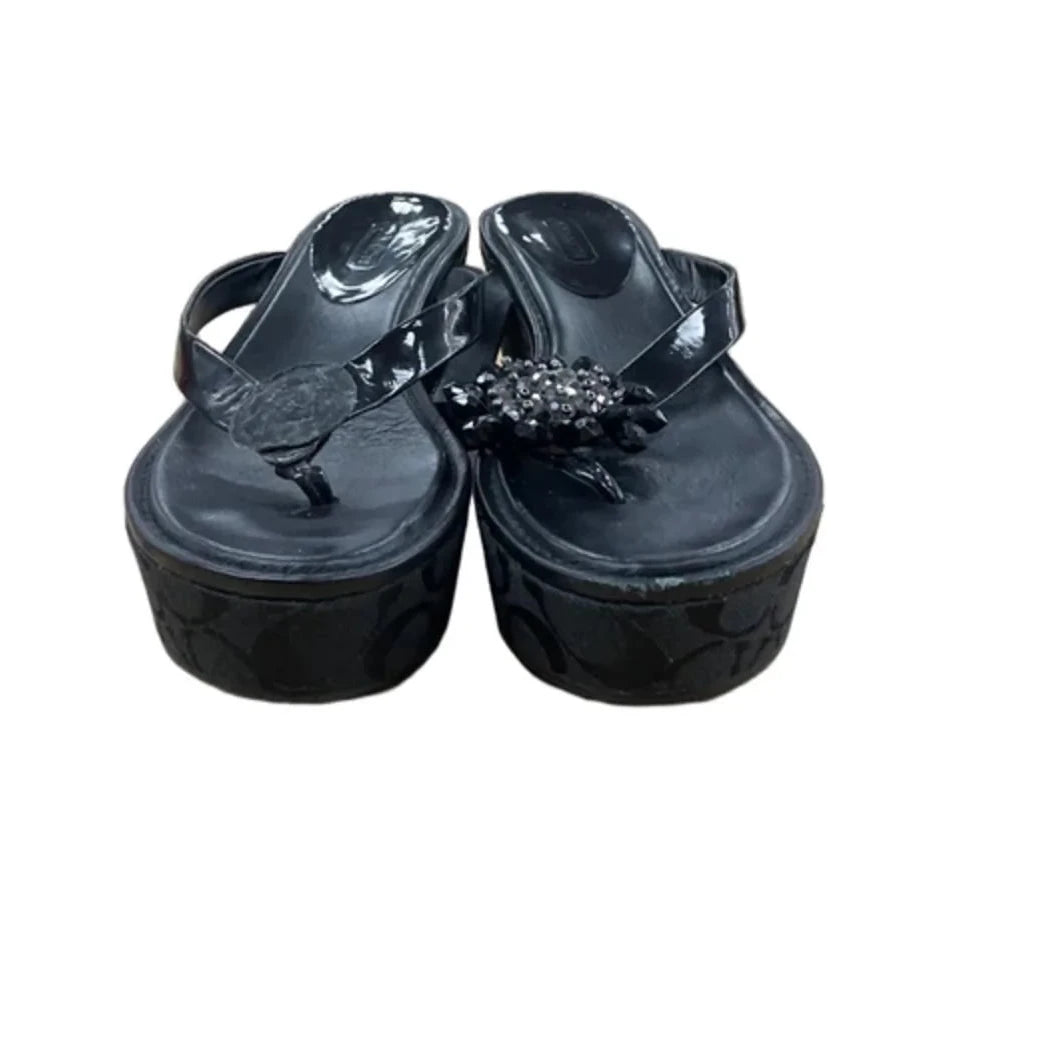 Sandals Designer By Coach In Black, Size: 7.5