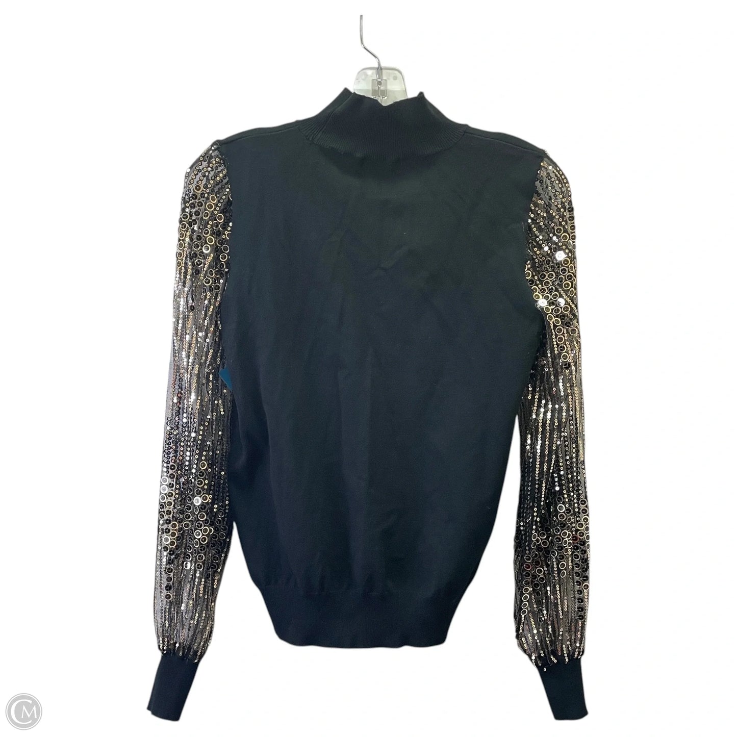 Top Long Sleeve By T Tahari In Black & Gold, Size: M