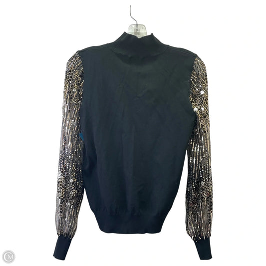 Top Long Sleeve By T Tahari In Black & Gold, Size: M