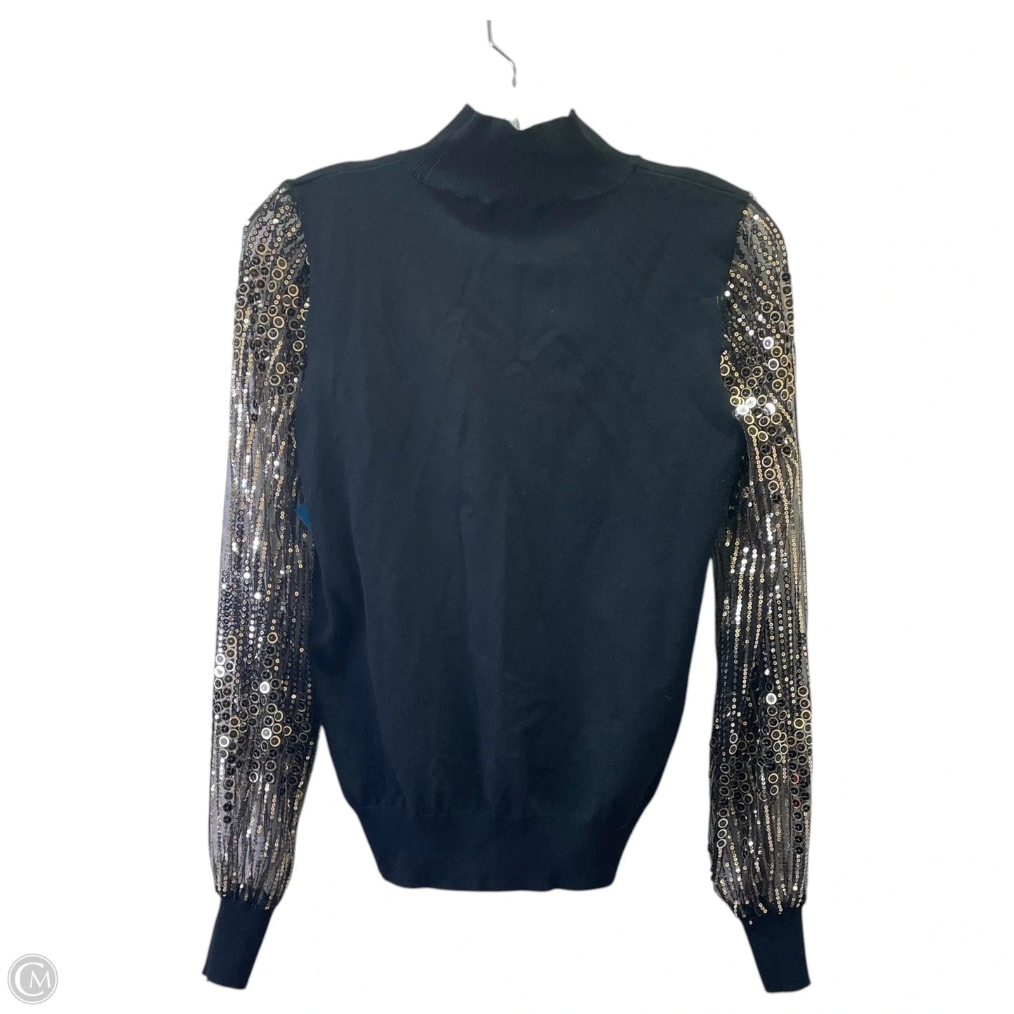 Top Long Sleeve By T Tahari In Black & Gold, Size: M