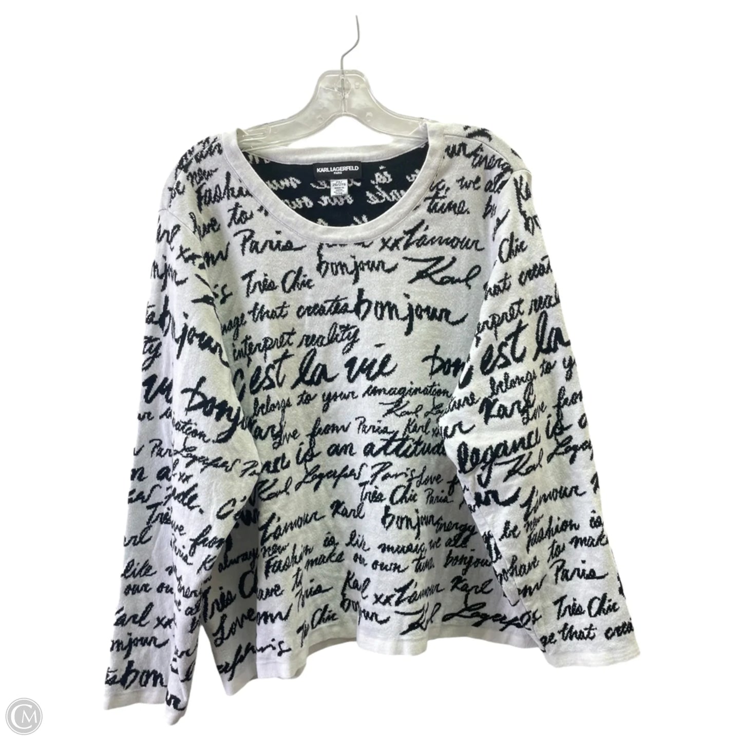 Sweater Designer By Karl Lagerfeld In Black & White, Size: 2x