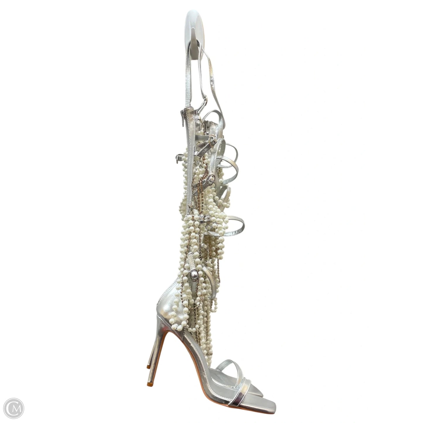 Sandals Heels Stiletto By Cmf In Silver, Size: 8.5