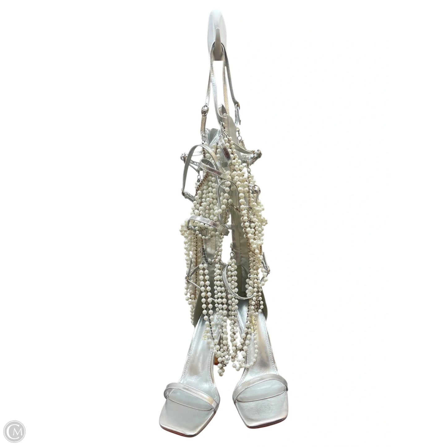 Sandals Heels Stiletto By Cmf In Silver, Size: 8.5