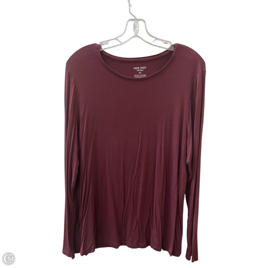 Top Long Sleeve Basic By Nine West In Maroon, Size: Xl