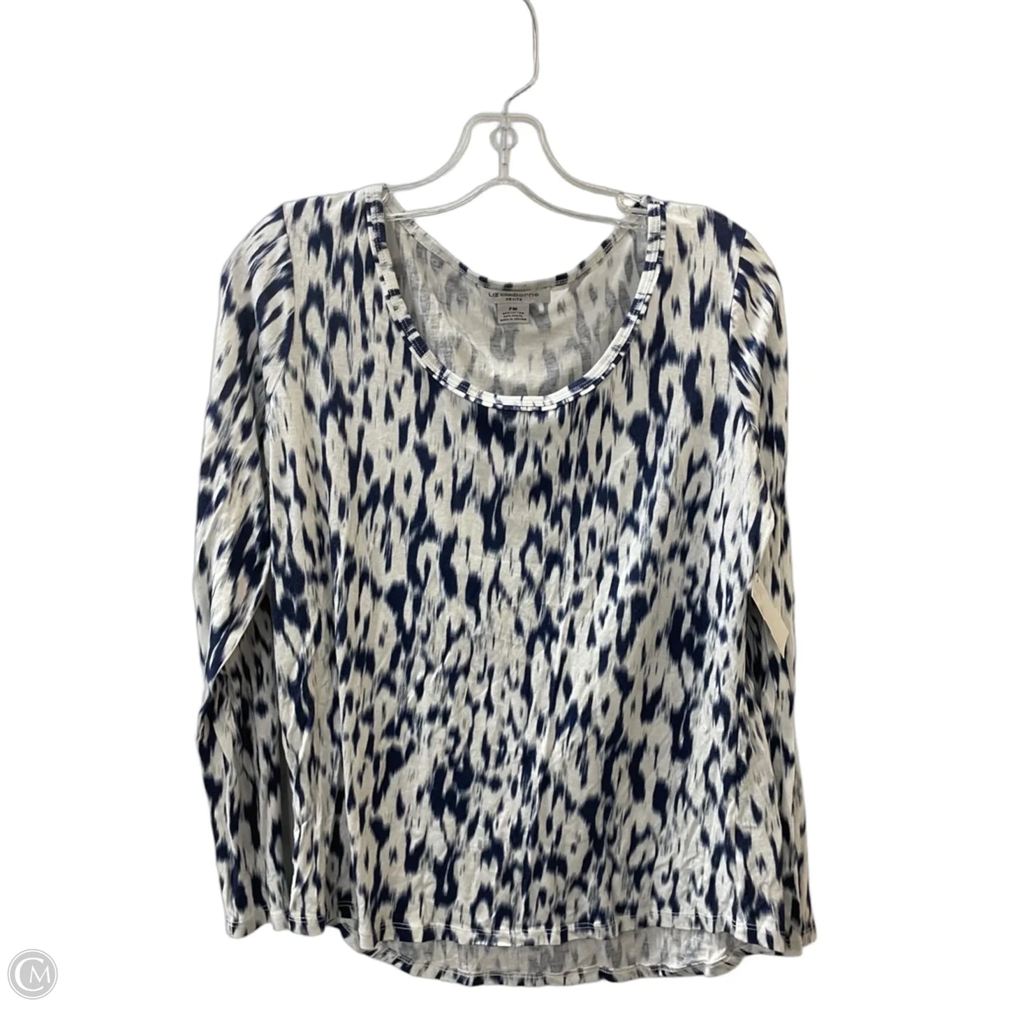 Top Long Sleeve By Liz And Co In Blue & White, Size: Mp