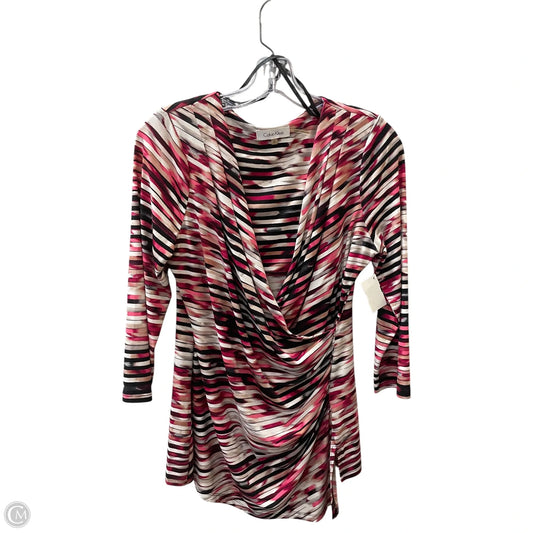 Top Long Sleeve By Calvin Klein In Black & Pink, Size: M