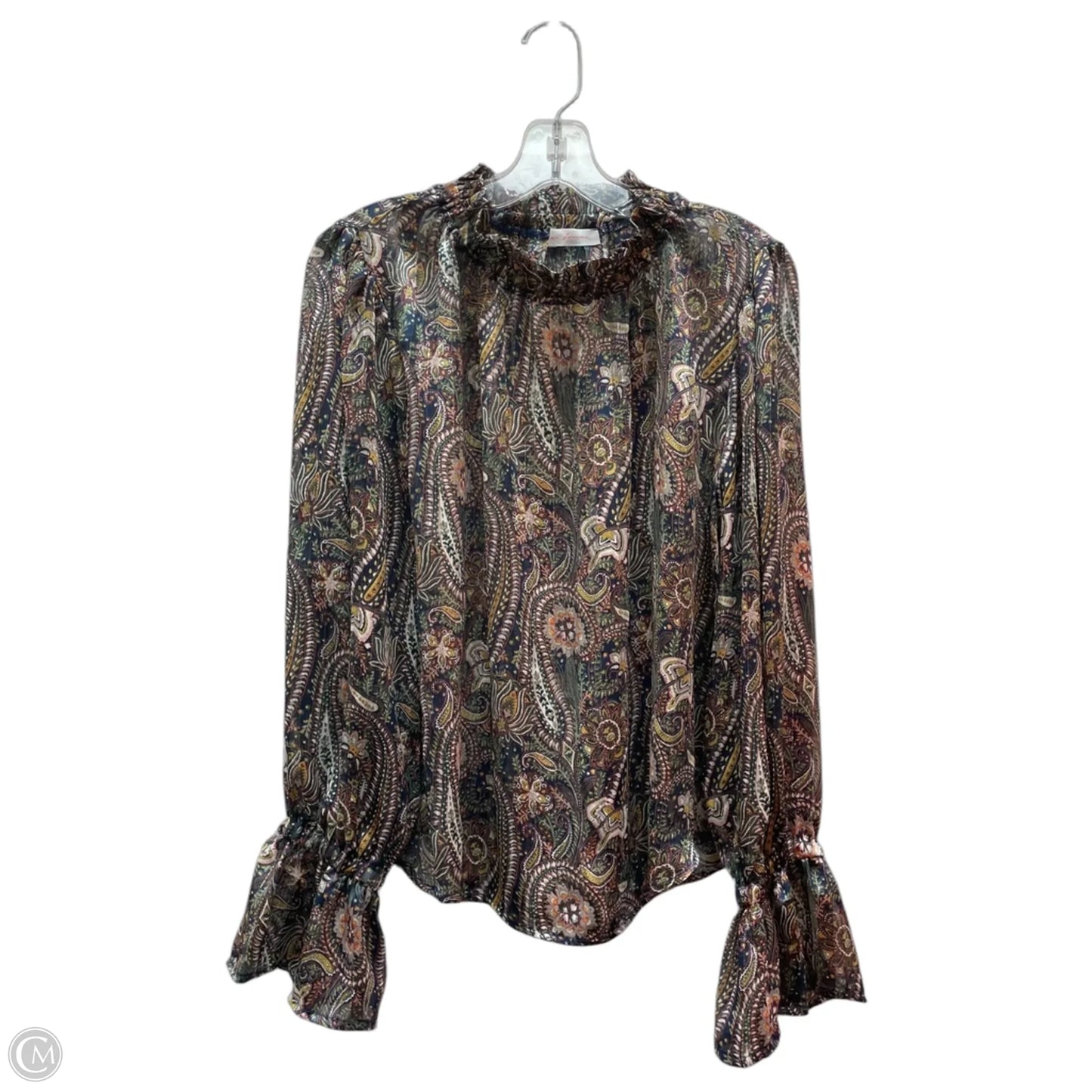 Blouse Long Sleeve By Ces Femme In Paisley Print, Size: L