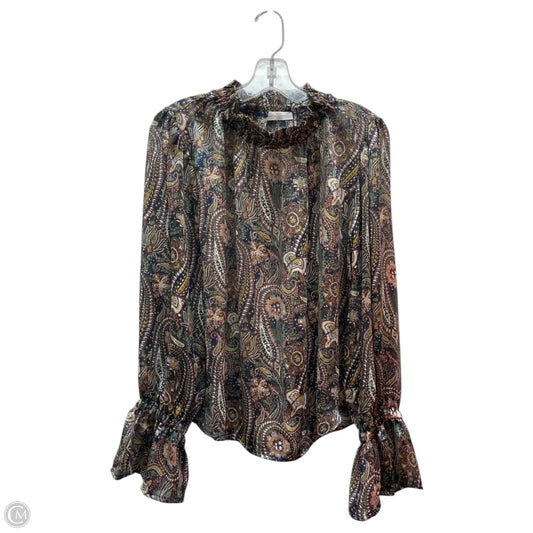 Blouse Long Sleeve By Ces Femme In Paisley Print, Size: L