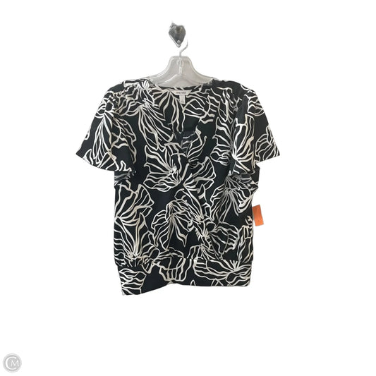 Blouse Short Sleeve By Nine West In Black & White, Size: L