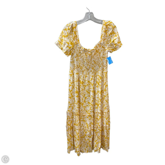 Dress Casual Maxi By Pink Lily In White & Yellow, Size: L