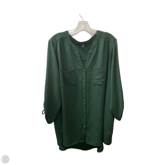 Blouse Long Sleeve By Roz And Ali In Green, Size: 3x