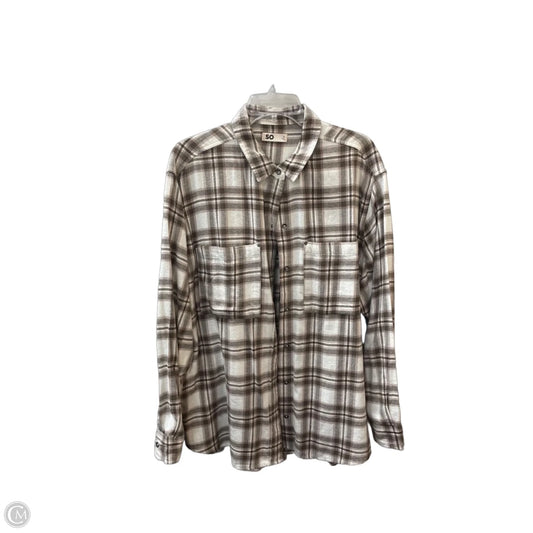 Top Long Sleeve By So In Brown & White, Size: Xl