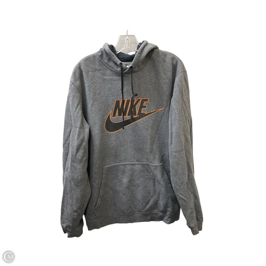 Athletic Sweatshirt Hoodie By Nike In Grey & Orange, Size: Xl