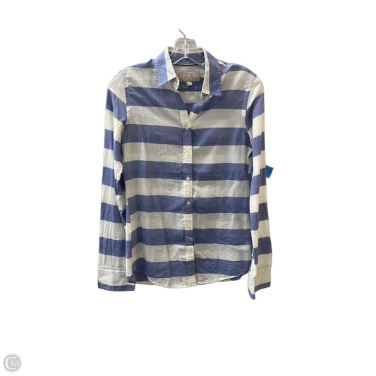 Top Long Sleeve By Banana Republic In Blue & White, Size: Xs