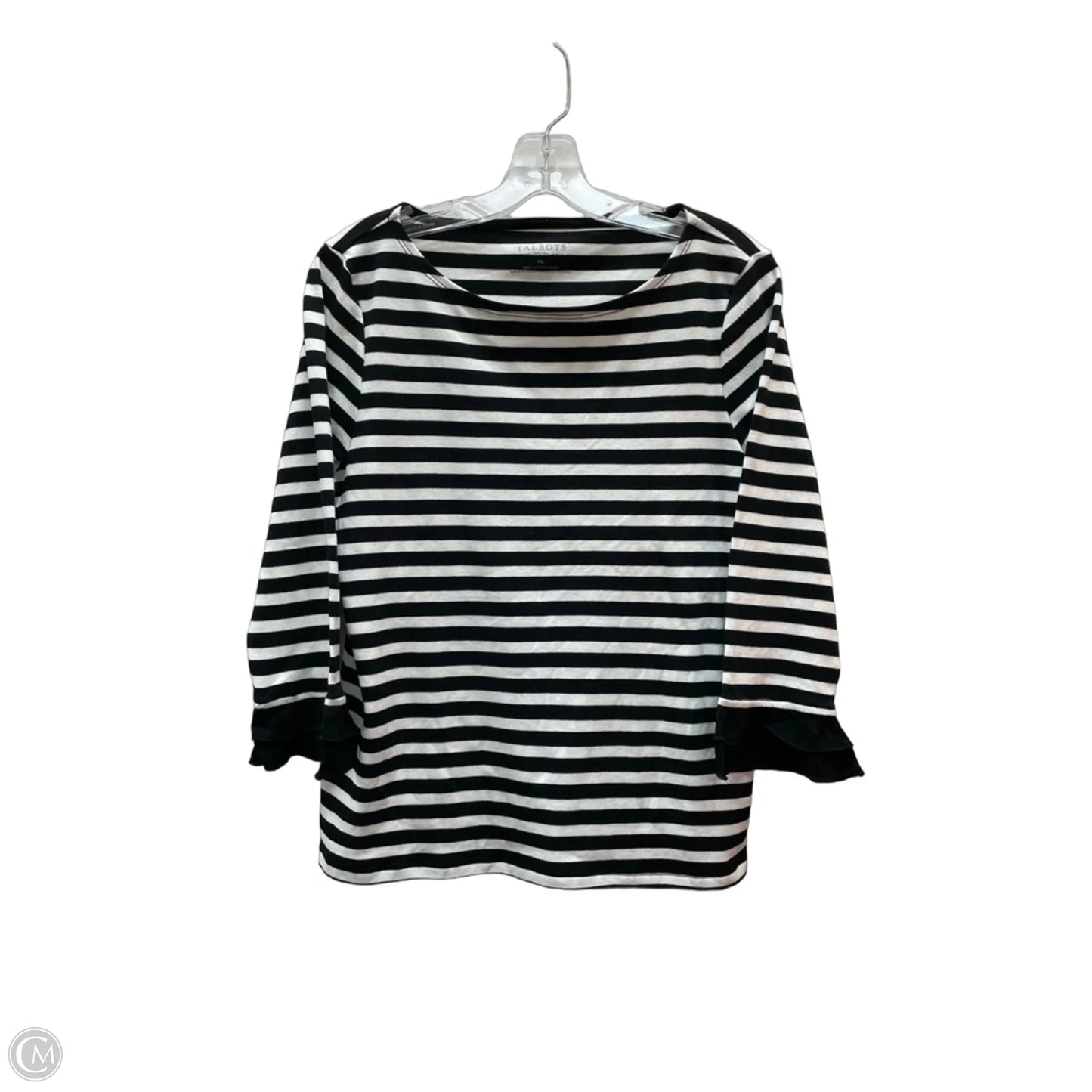 Top 3/4 Sleeve By Talbots In Black & White, Size: Mp