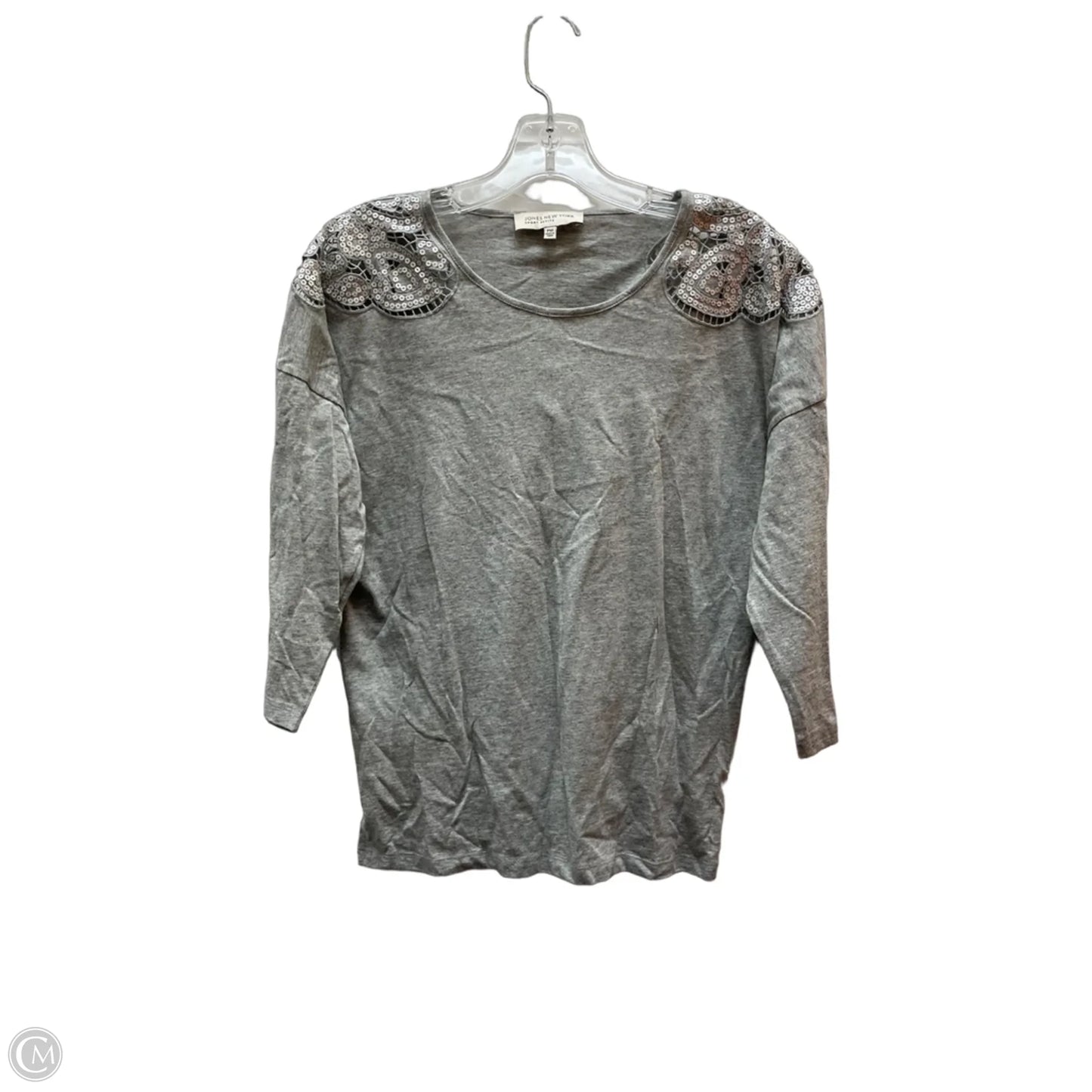 Top 3/4 Sleeve By Jones New York In Grey, Size: Mp