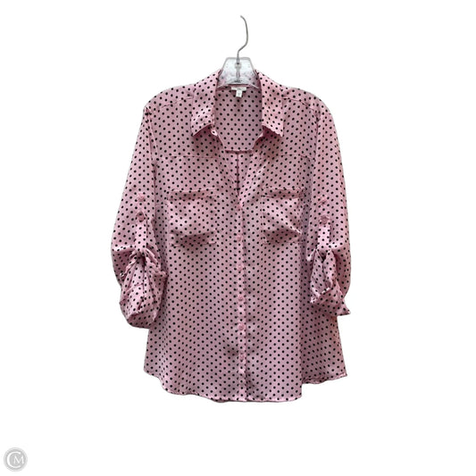Blouse Long Sleeve By Express In Polkadot Pattern, Size: L