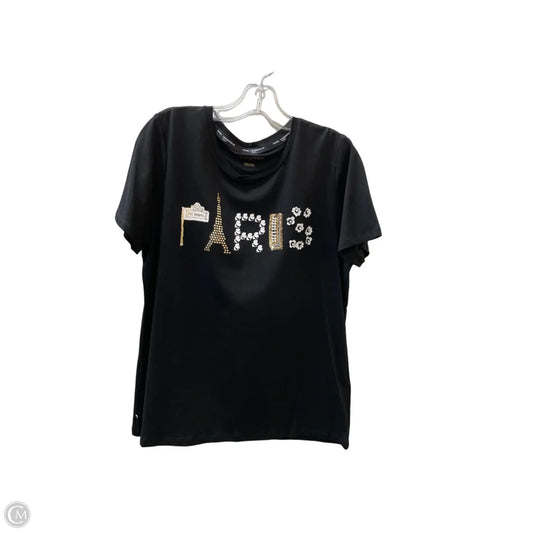 Top Short Sleeve Designer By Karl Lagerfeld In Black & Gold, Size: M