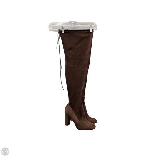 Boots Over-the-knee Heels By Fashion Nova In Brown, Size: 11