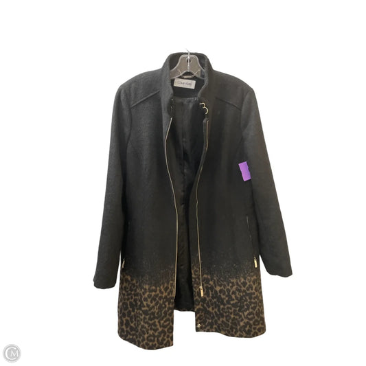 Coat Wool By Calvin Klein In Animal Print, Size: L