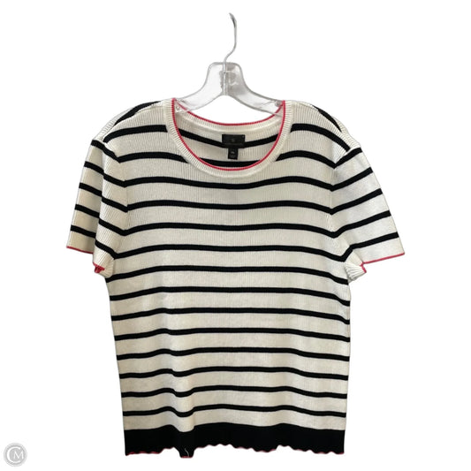 Sweater Short Sleeve By Worthington In Black & White, Size: Xl