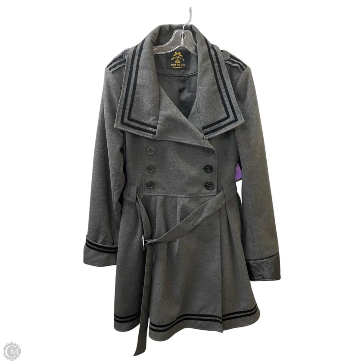 Coat Wool By Hell Bunny In Black & Grey, Size: 4x