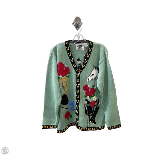 Cardigan By Storybook  Knits In Green & Red, Size: L